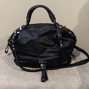 orYANY Black Leather Satchel with Strap